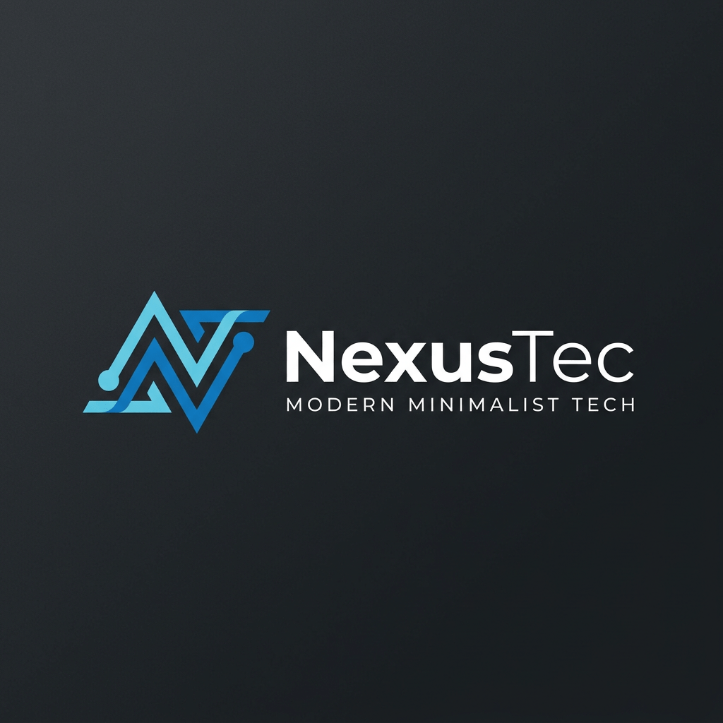 NexusTec logo with blue stylized N and tagline modern minimalist tech